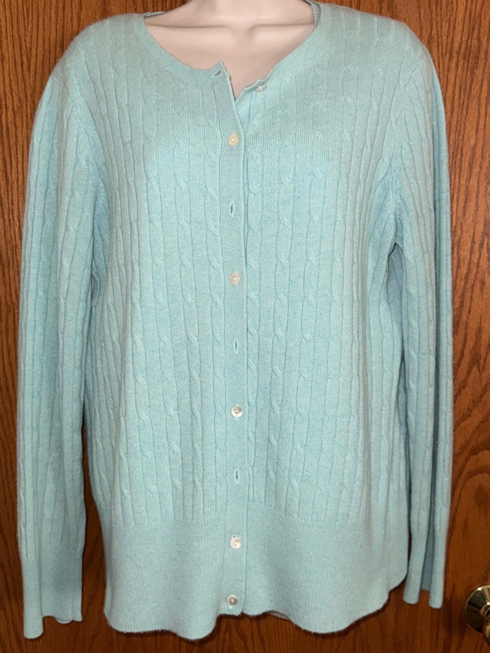 Vtg Saks Fifth Avenue Cashmere Cardigan Sweater Set Mint Green Women's Size XL